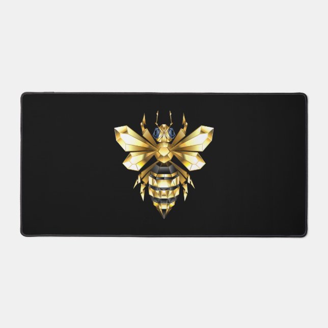 Logo Faux Gold Foil Bee Polygonal sur Noir (Recto)