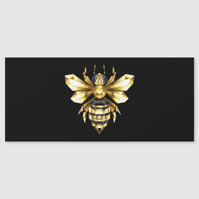 Logo Faux Gold Foil Bee Polygonal sur Noir (Devant)