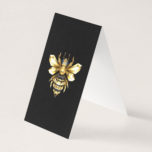 Logo Faux Gold Foil Bee Polygonal sur Noir (Back)