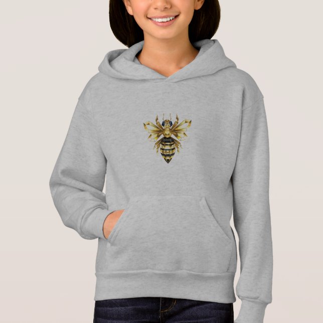 Logo Faux Gold Foil Bee Polygonal sur Noir (Devant)