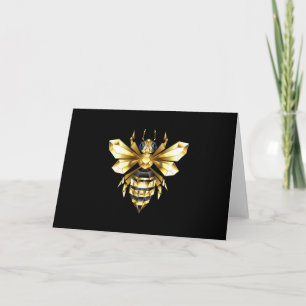 Logo Faux Gold Foil Bee Polygonal sur Noir