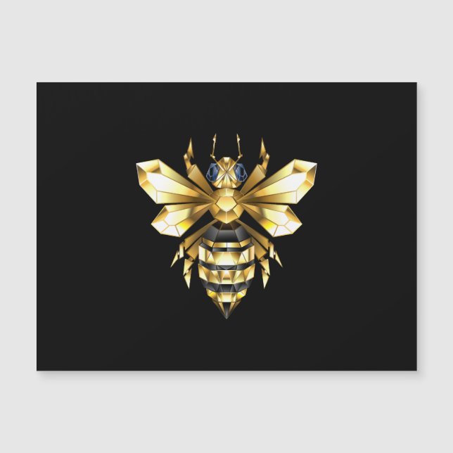 Logo Faux Gold Foil Bee Polygonal sur Noir (Devant)