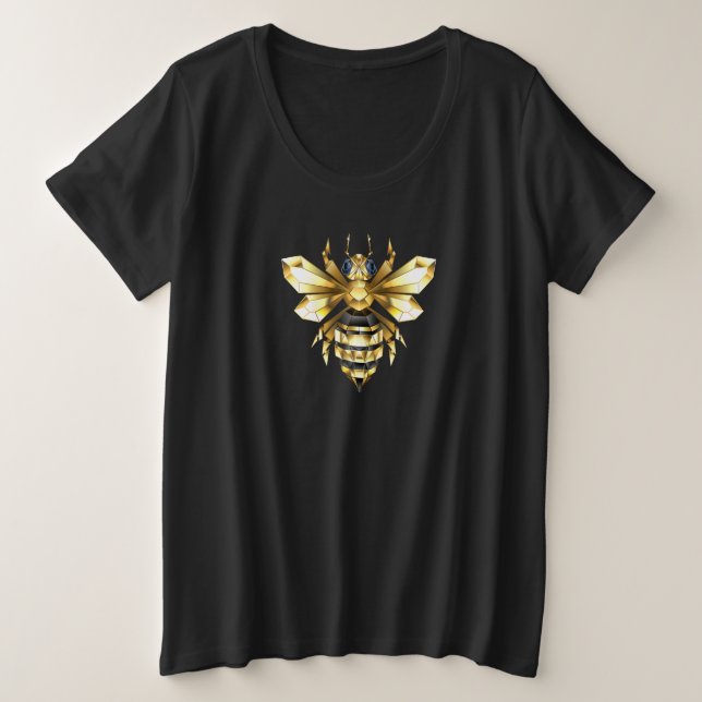 Logo Faux Gold Foil Bee Polygonal sur Noir (Design devant)