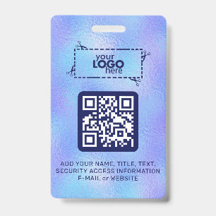 Logo Faux Iridescente Foil Code QR Badge