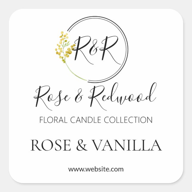 Logo Fleur moderne Bougie blanche Étiquettes de pr (Devant)