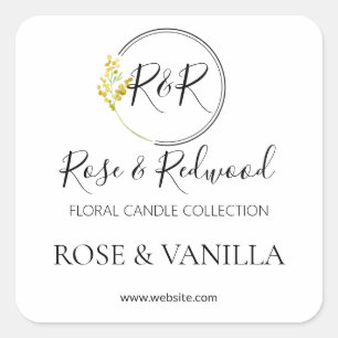 Logo Fleur moderne Bougie blanche Étiquettes de pr