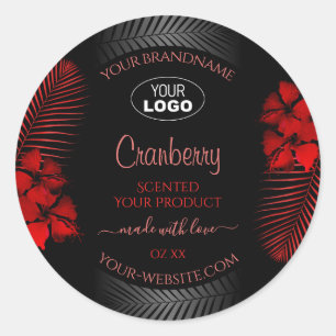 Logo Floral Black Red Étiquette Hawaii Flowers