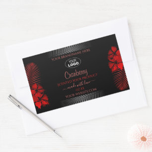 Logo Floral Black Red Étiquette Hawaii Flowers