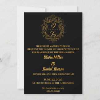 Logo Floral Crest Frame or Faire-part de mariage