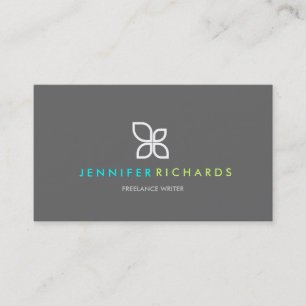 Logo Floral Moderne (gris moyen) Carte de visite