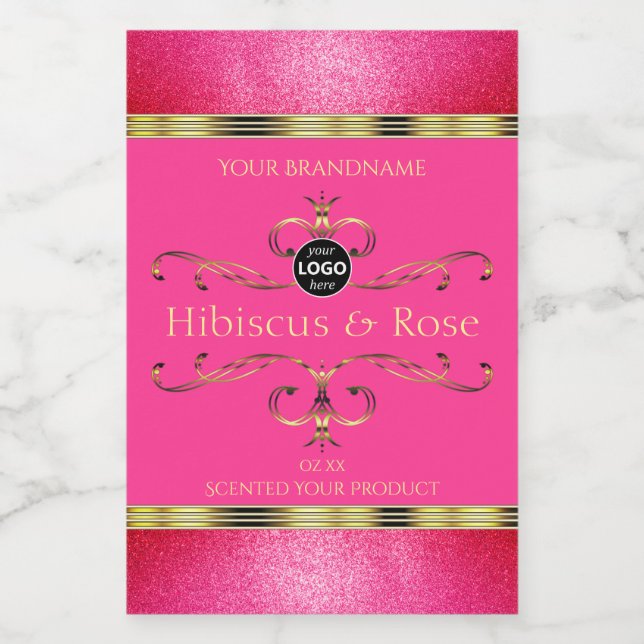 Logo Girly Pink Gold Produit Étiquette Parties sci (Étiquettes simples)