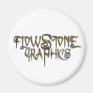 Logo graphique en pierre de fleur - or Magnet