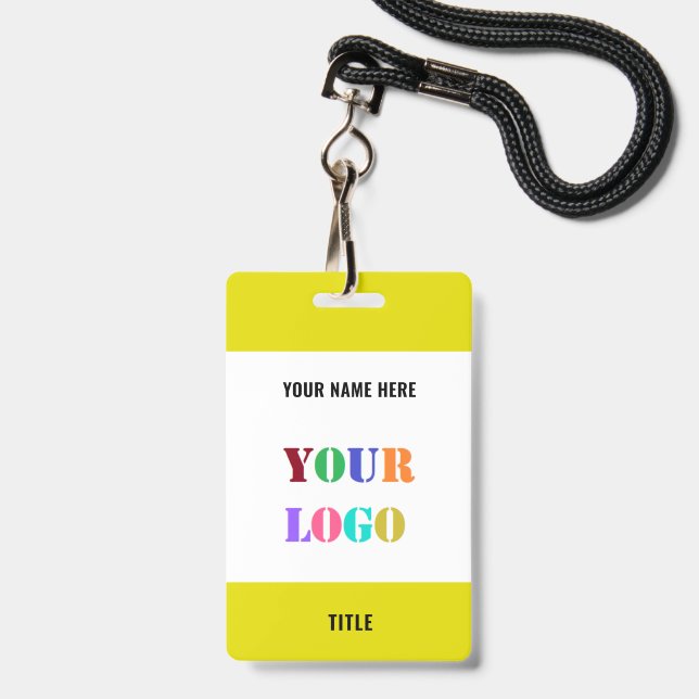 Logo Info de votre entreprise Exemple de badge d'e (Arrière avec lanière)