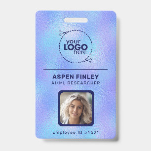 Logo Iridescente Faux Foil Photo QR-Code Nom Badge