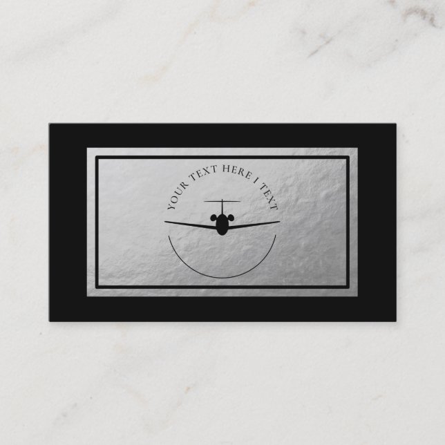 Logo Jet d'aviation - Carte de visite Faux Silver  (Devant)
