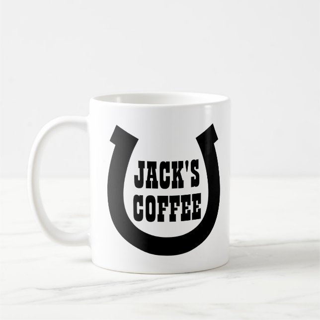 Logo Lucky horseshoe tasse de café personnalisée (Gauche)