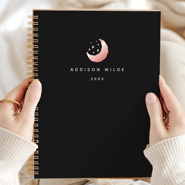 Logo Lune Croissante Étoiles Or Rose Céleste (Créateur téléchargé)