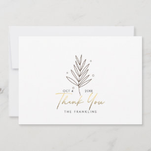 Logo Mariage botanique Carte de remerciements or