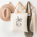 Logo Mariage Monogramme personnalisé Sac fourre-to<br><div class="desc">Logo Mariage Monogramme Personnalisé Palm Tree Sac fourre-tout,  Enregistrer La Date</div>