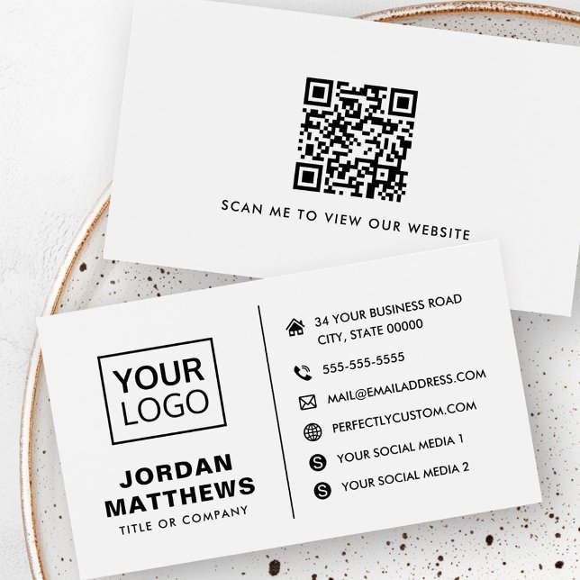 Logo médias sociaux QR code n'importe quel carte d (Logo social media QR code any color business card)