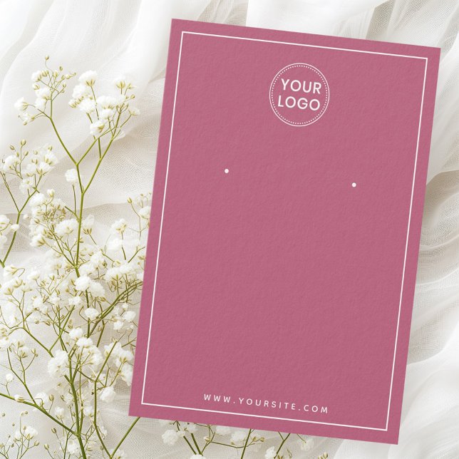 Logo mince bordure rose carte d'affichage d'oreill (Logo thin border rose mauve earring display card)