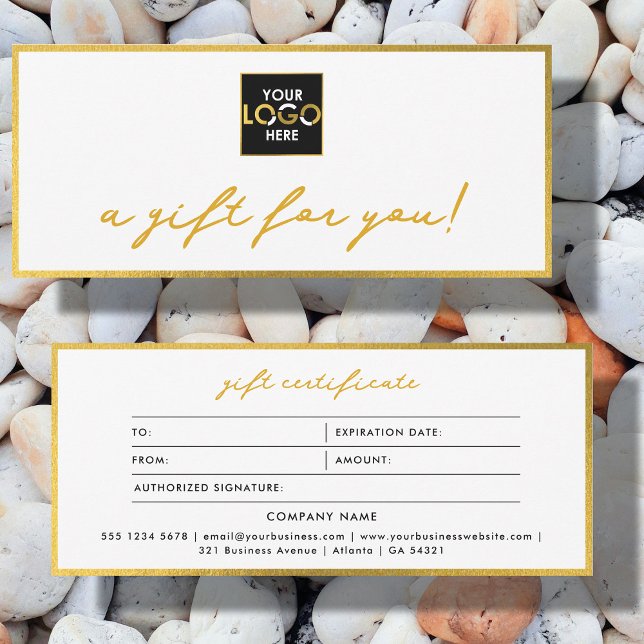 Logo minimaliste Gold & White Certificat cadeau (Logo Minimalist Gold & White Gift Certificate)