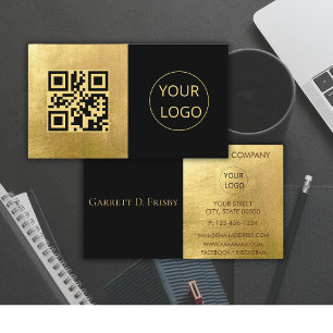 Logo minimaliste QR Code Carte de visite Gold Foil