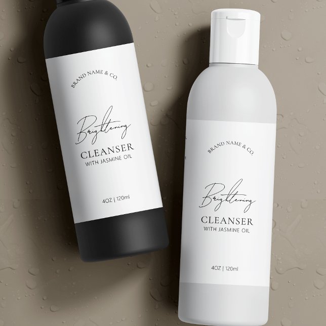 Logo minimum 8 OZ Cosmo Bouteille Étiquette étanch (Simple black and white skincare bottle wrapper label template in black and white)