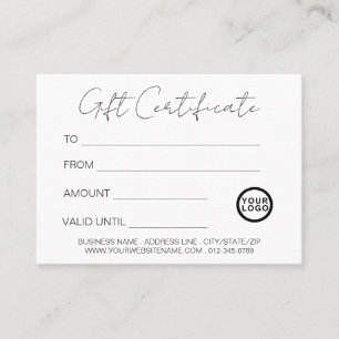 Logo Modern Elegant White Certificat cadeau