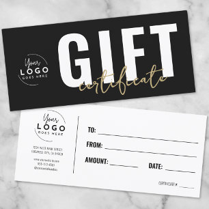 Logo Moderne Certificat Cadeau Entreprise Or Noir