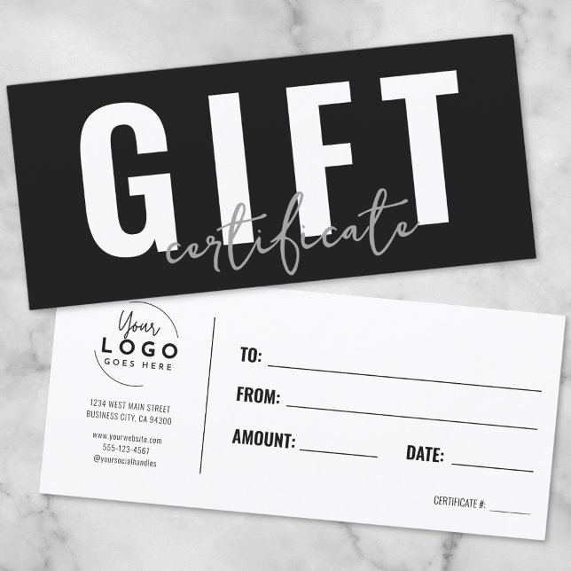 Logo Moderne Certificat Cadeau Entreprise Script (Logo Modern Script Business Gift Certificate)