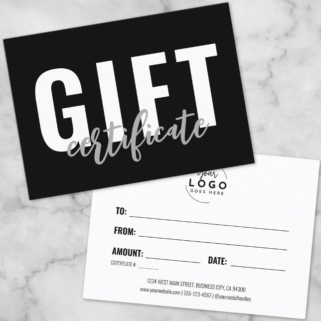Logo Moderne Certificat Cadeau Simple Entreprise (Logo Modern Simple Business Gift Certificate)
