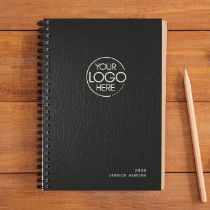 Logo moderne en cuir noir tendance Planificateur h