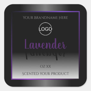 Logo moderne noir blanc Étiquette violet cadre
