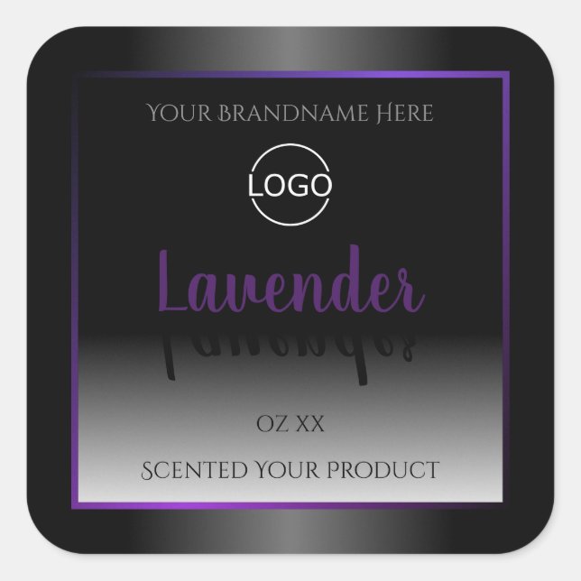 Logo moderne noir blanc Étiquette violet cadre (Devant)