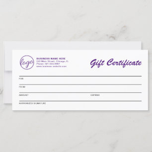Logo moderne Purple Business Certificat cadeau