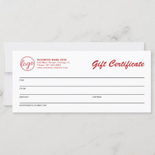Logo moderne Red Business Cadeau Certificat