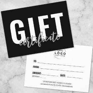 Logo Moderne Simple Entreprise Certificat cadeau