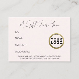 Logo Moderne Simple Minimal Pink Certificat cadeau