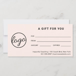 Logo moderne Simple Rose Blush Certificat cadeau