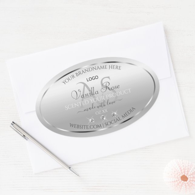 Logo Monogramme Étiquette Diamants de luxe en arge (Enveloppe)