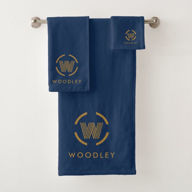 Logo Monogramme Or Moderne Bleu Marine (En situation)