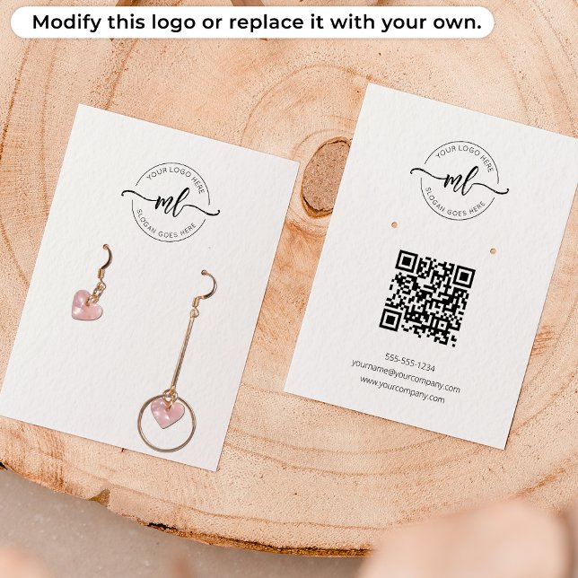 Logo Monogramme Qr Code Boucles d'oreilles Carte d (Créateur téléchargé)