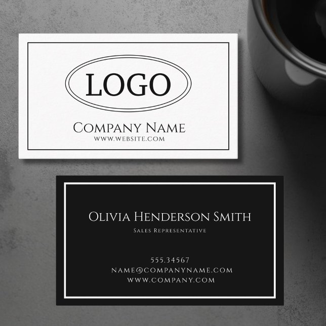 Logo monomaliste blanc et carte BlackBusiness (Logo Minimalistic White and Black Business Card)
