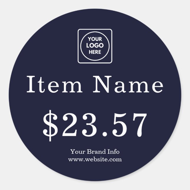 Logo Navy | Étiquette de Prix Personnalisée Modern (Devant)