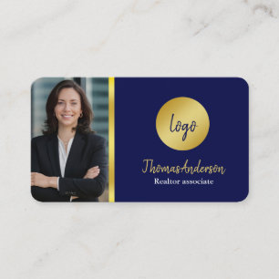 Logo Navy & Or Moderne Carte de Visite Agent Immob