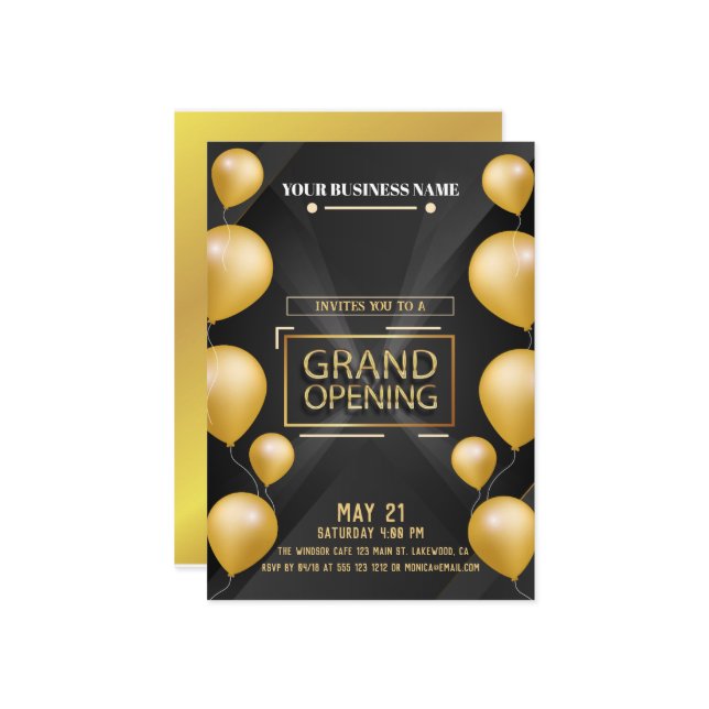 Logo noir et or Grand Invitation d'ouverture (Devant/Arrière en situation)