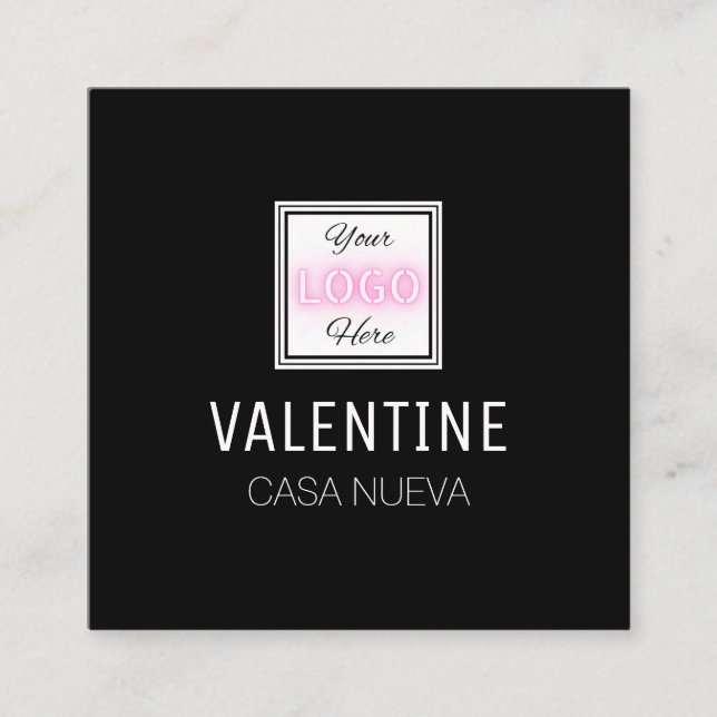 Logo noir simple Carte de visite Carré minimal (Devant)