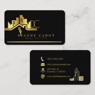 logo or et noir carte de visite immobilier