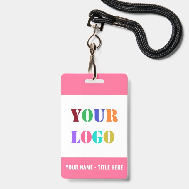 Logo ou Photo de Votre Nom Exemple de Badges d'ent (Avant avec lanière)